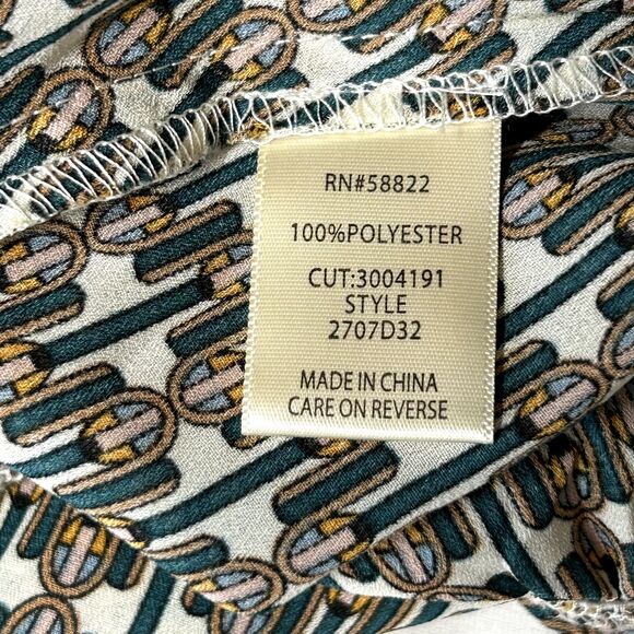 New MAX STUDIO Boho Print Faux Wrap Chiffon Boho Peasant Blouse Long Sleeve Sz M - Picture 8 of 11